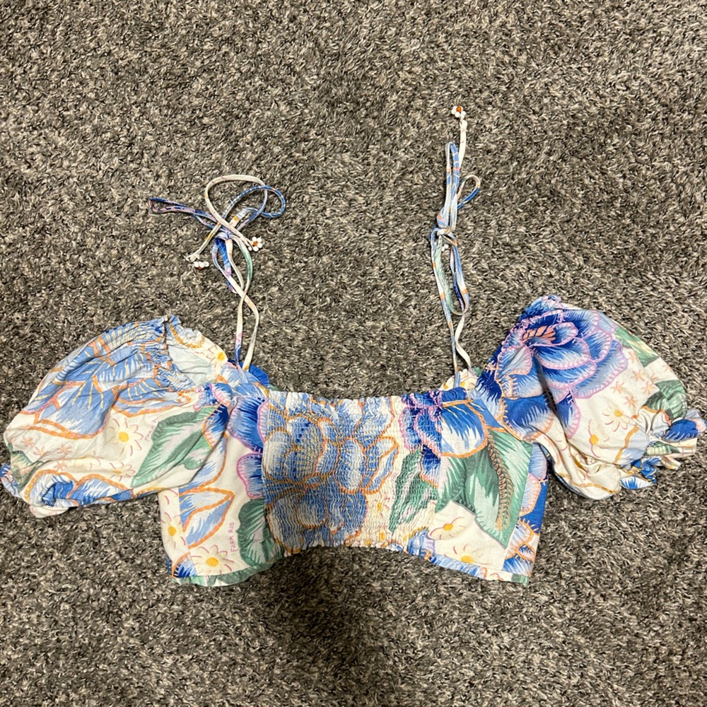 Farm Rio ‘magia de chitta’ Floral Off-Shoulder Crop Top - Picture 5 of 5